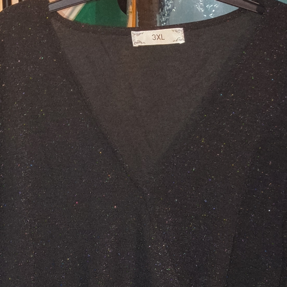 Black Sparkle Knit Long Sleeve Dress – Size 3XL
